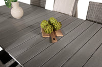Rektangulært spisebord Levels & Anna 229 × 100 + 2-pakk spisestol – hvit og grå