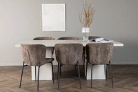 Spisestol Modesto & Olga 2-pakk + Rektangulært spisebord 200 x 90 – brun og hvit