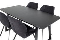 Spisestol Gemma & Inca 2-pakk + rektangulært spisebord 160 x 85 – svart
