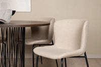 Spisestol Modesto & Stone 2-pakk – beige + Spisebord rundt ⌀120 – mocca