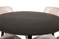 Spisegruppe rund ⌀115 med 2-pakk spisestoler – svart og beige