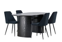 Spisegruppe oval 180 x 90 med 2-pakk spisestol – svart