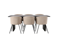 Spisegruppe Berit & Vail spisestol + rektangulært spisebord 200 × 100 – beige og svart