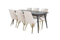 Spisegruppe Gold & Velvet Deluxe 180 x 85 – svart og beige