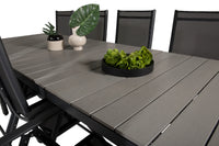 Spisebord Levels & Break 229 × 100 + posisjonsstoler 2-pakk – svart