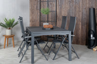 Posisjonsstol Albany & Marbella 2-pakk + Rektangulært spisebord 160 x 100 – svart