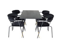 Spisestol Arrow & Dipp 2-pakk + Rektangulært spisebord 120 x 85 – svart