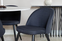 Spisestol Velvet & Estelle 2-pakk – svart + Spisebord rundt ⌀106 – hvit