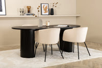 Spisegruppe Berit & Bianca + Ovalt 200 x 90 – beige og svart