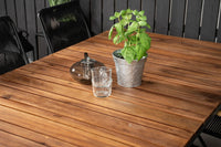 Spisegruppe Zenia 200 × 100 + spisestol 2-pakk – natur og svart