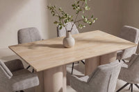 Spisestol Manchi & Olivia 2-pakk – brun + Spisebord rektangulært 210 x 100 – whitewash