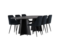 Spisegruppe oval 230 x 115 + 2-pakk spisestol – svart