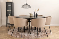 Spisegruppe rund ⌀140 – svart og beige