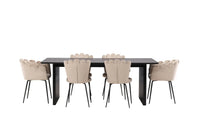 Spisestol Limhamn & Vail 2-pakk – beige + rektangulært spisebord 200 × 100 – svart