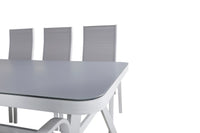 Spisebord Virya & Copacabana 200 × 100 + reclinerstol 2-pakk – hvit og grå