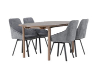 Spisestol Rosie & Andy 2-pakk + Ovalt spisebord 180 x 90 – grå og natur
