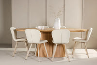 Spisegruppe oval 200 x 90 2-pakk – natur og beige