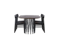 Spisegruppe oval 220 x 100 med 2-pakk spisestoler – svart og mokka