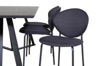 Spisestol Vault & Marina 2-pakk + Rektangulært spisebord 180 x 90 – svart