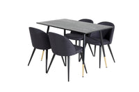 Spisegruppe Dipp & Velvet 120 x 85 + 2-pakk spisestoler – svart