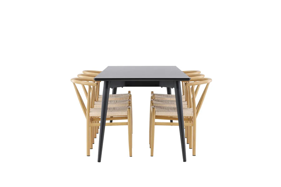 Spisegruppe 230 x 85 – beige og svart