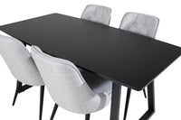 Spisegruppe Inca & Velvet Deluxe 160 x 85 2-pakk – svart og grå