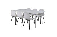 Spisestol Arctic & Polar 2-pakk + Rektangulært spisebord 180 x 90 – hvit
