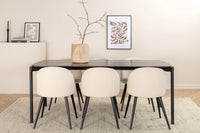 Spisegruppe Pelle & Velvet 190 x 90 + spisestol 2-pakk – svart og krem