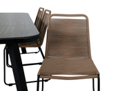 Spisegruppe Paola & Lindos 200 × 100 + spisestol 2-pakk – svart og brun