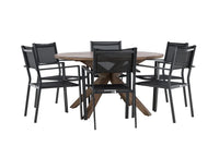 Spisestol Copacabana & Rosario 2-pakk – svart + Rundt spisebord ⌀140 – brun