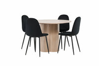 Spisegruppe Polar & Olivia 2-pakk + Rundt spisebord ⌀110 – svart og hvitlasert
