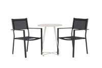 Spisestol Copacabana & Bacong 2-pakk + kafébord ⌀60 – svart og beige