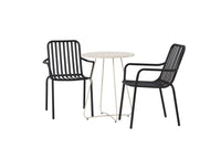 Spisestol Peking & Bacong 2-pakk + kafébord ⌀60 – svart og beige