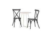 Spisestol Tablas & Bacong 2-pakk + kafébord ⌀60 – mørkegrå og beige