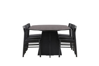 Spisegruppe Bootcut & Montros Oval 230 x 115 + 2-pakk spisestoler – svart