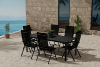 Spisegruppe Giardini & Levanzo 200 x 90 + 2-pakk spisestoler – svart