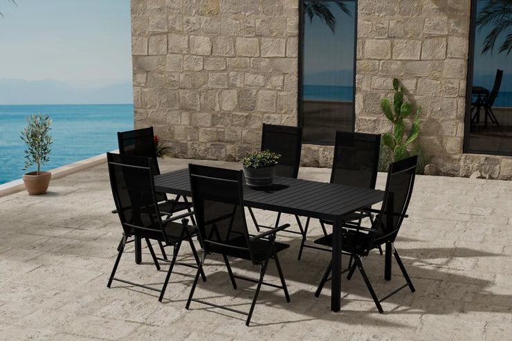 Spisegruppe Giardini & Levanzo 200 x 90 + 2-pakk spisestoler – svart