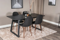 Spisestol Polar & Inca 2-pakk + Rektangulært spisebord 160 x 85 – svart