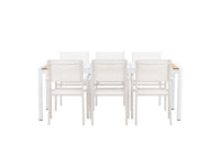 Spisebord Togo & Santorini 200 × 100 + Spisestol 2-pakk – hvit
