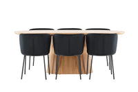 Spisestol Edina & Stjärnö 2-pakk – svart + Spisebord ovalt 200 x 90 – natur