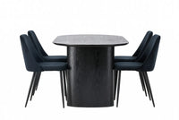 Spisegruppe oval 180 x 90 med 2-pakk spisestol – svart
