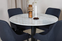 Spisestol Plaza & Estelle 2-pakk + Spisebord rundt ⌀106 – svart og hvit