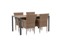 Spisegruppe Malina & Break 2-pakk + rektangulært spisebord 150 x 90 – natur og mørk grå