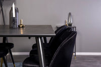 Spisegruppe Dipp & Velvet 180 x 90 + 2-pakk spisestol – svart