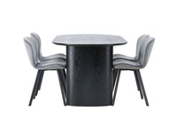 Spisegruppe oval 2-pakk 180 x 90 – grå og svart