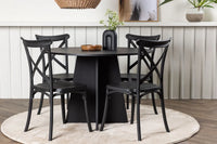 Spisegruppe Bootcut & Crosett Rund ⌀110 + spisestol 2-pakk – svart
