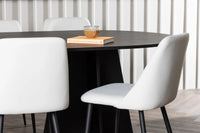 Spisegruppe Bootcut & Night Oval 230 x 115 + spisestol 2-pakk – svart og hvit
