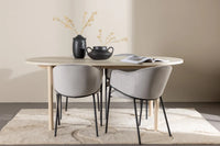 Spisestol Evelina & Andy 2-pakk + Spisebord ovalt 180 x 90 – grå og hvitvasket