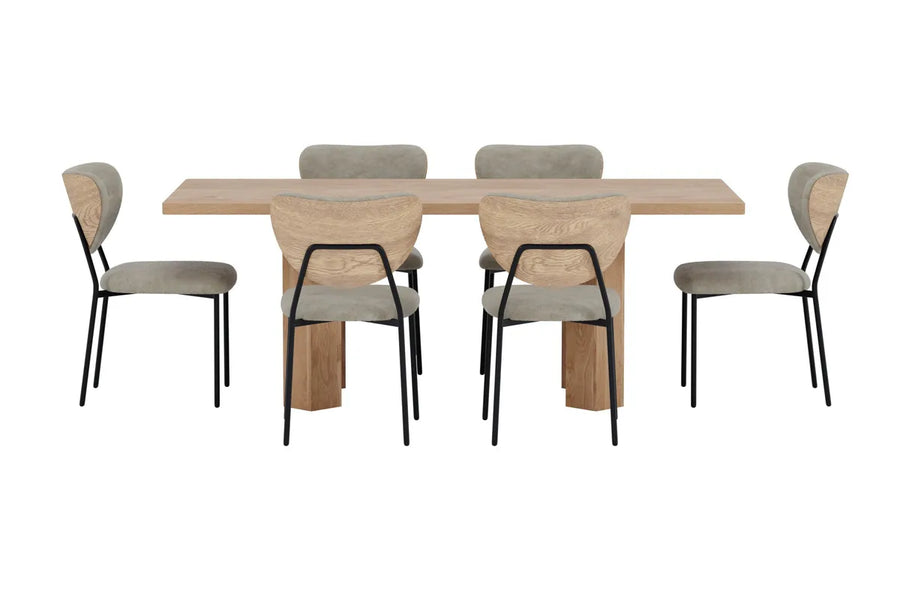 Spisestol Butterfly & Lillehammer 2-pakk + Spisebord rektangulært 200 x 90 – beige og natur