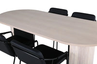 Spisestol Tvist & Bianca 2-pakk, svart + Ovalt spisebord 200 x 90 – hvitvasket